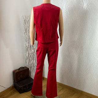 Pantalon rouge velours côtelé taille haute coupe flare Cloud 9