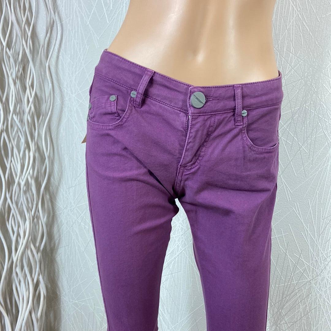 Pantalon slim coton violet broderie haut de gamme Pinko - Offre-Unique