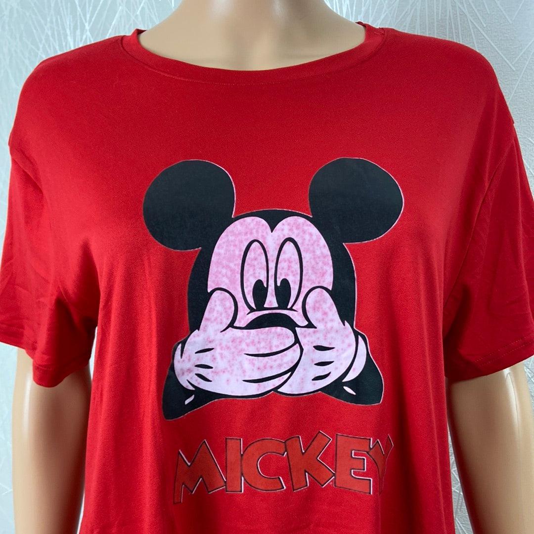 T-shirt rouge Mickey manches courtes Fashion - Offre-Unique