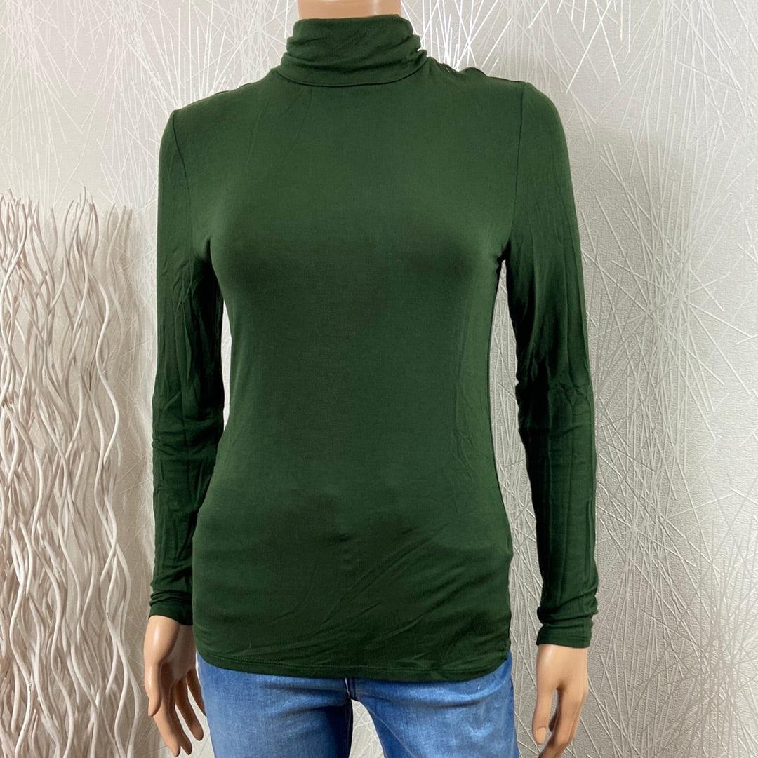 T-shirt vert col roulé moulant modèle Ihphiluca Ichi - Offre-Unique