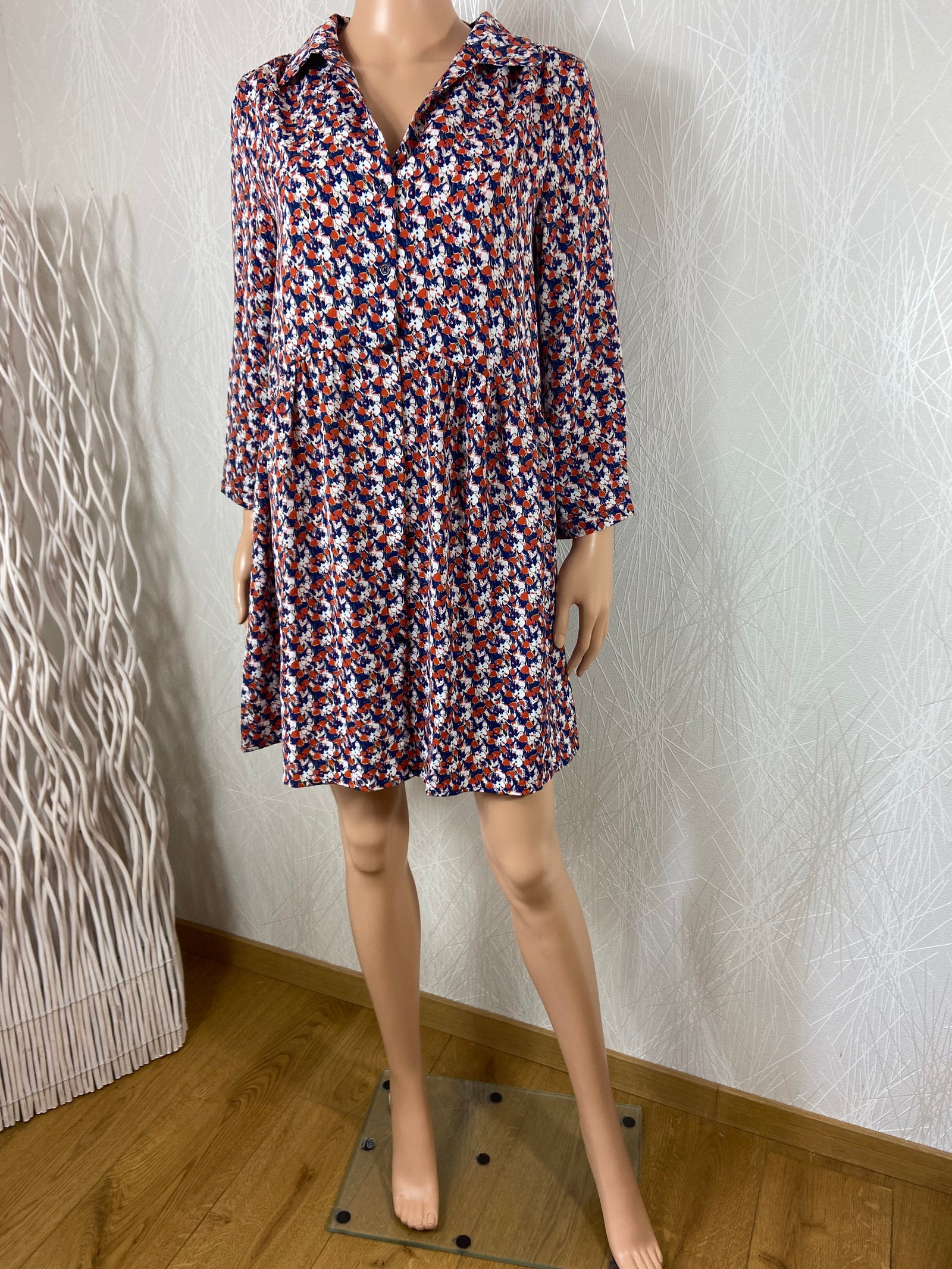 Robe multicolore boutonnée fleurie manches longues Y Co