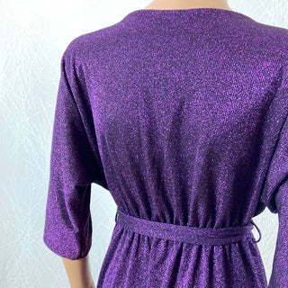 Robe de soirée doublée cintrée violet brillant cache coeur Miss Miss