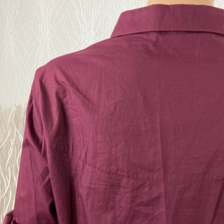 Chemise femme coton rouge bordeaux coupe droite