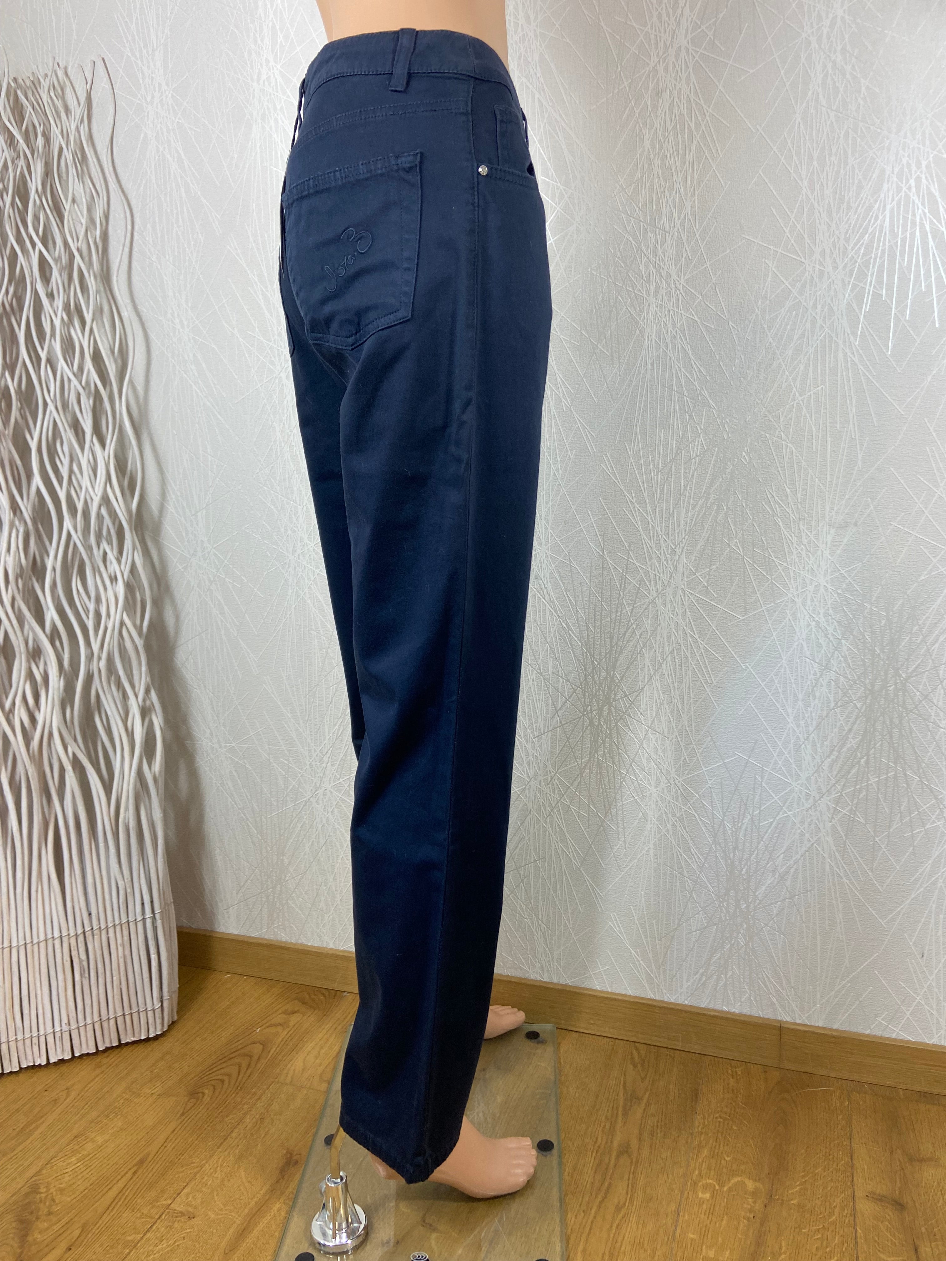 Pantalon bleu marine coton coupe droite Dora