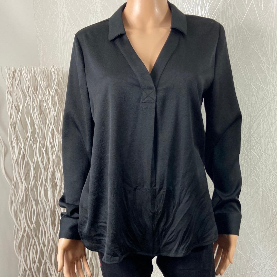 Blouse noire coupe droite Les Petites Fleurs - Offre-Unique