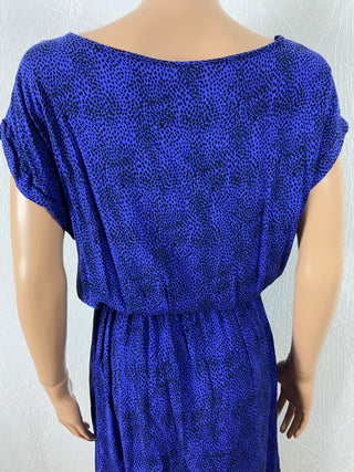 Robe bleue manches courtes motif léopard Arkitect