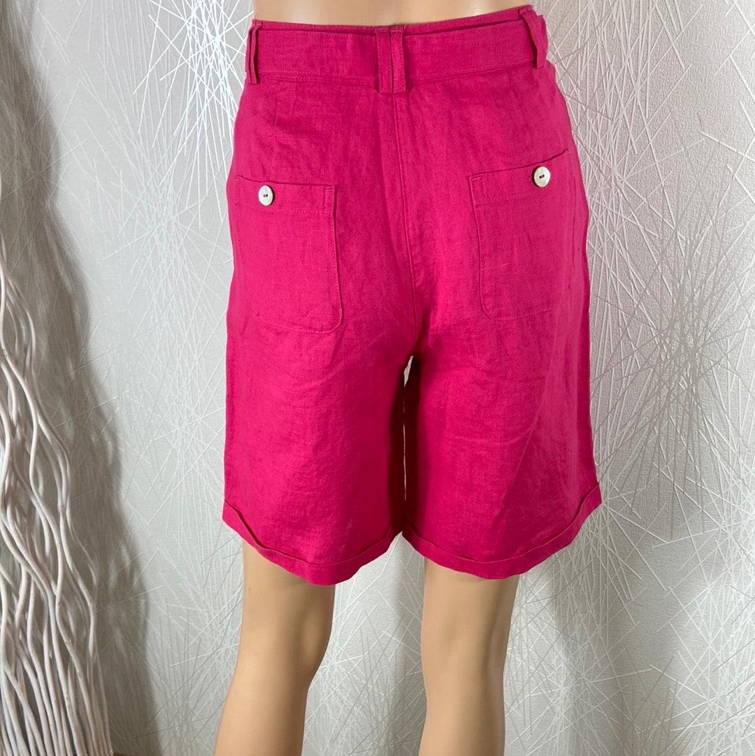 Short en lin femme taille haute coupe droite Julie Guerlande - Offre-Unique