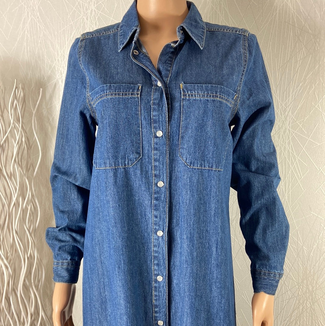 Robe en tissu jeans denim bleu manches longues Bylucy Shirtdress B.Young