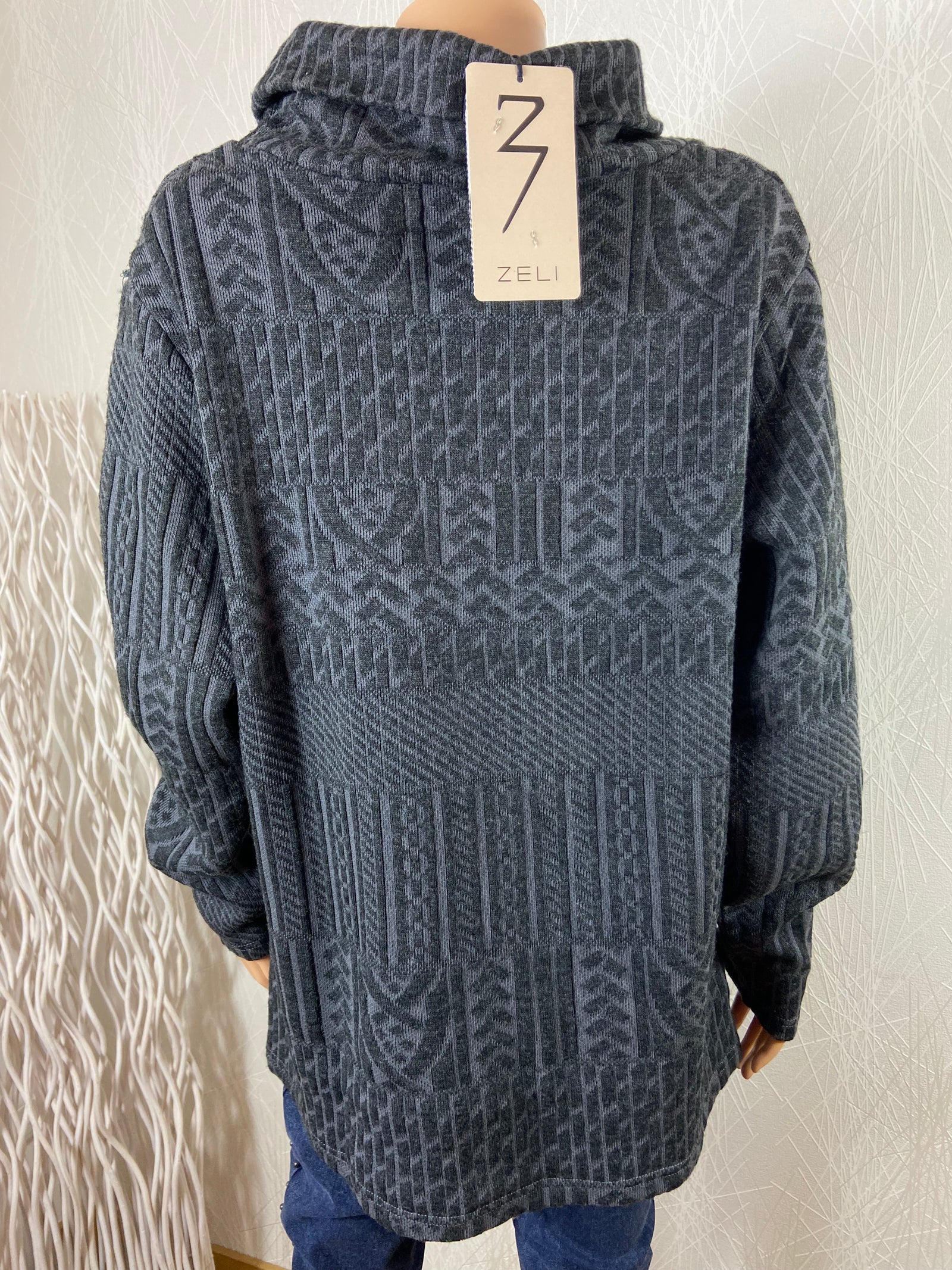 Pull femme gris col roulé Zeli grande taille