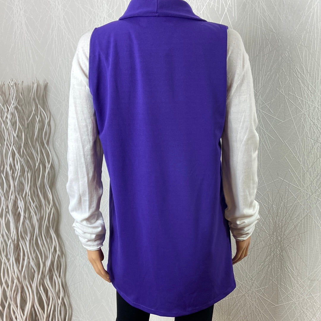 Gilet violet sans manches coupe ample femme