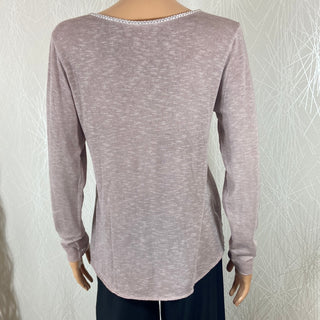 Pullover léger femme coton mailles fines vieux rose Made In Italy
