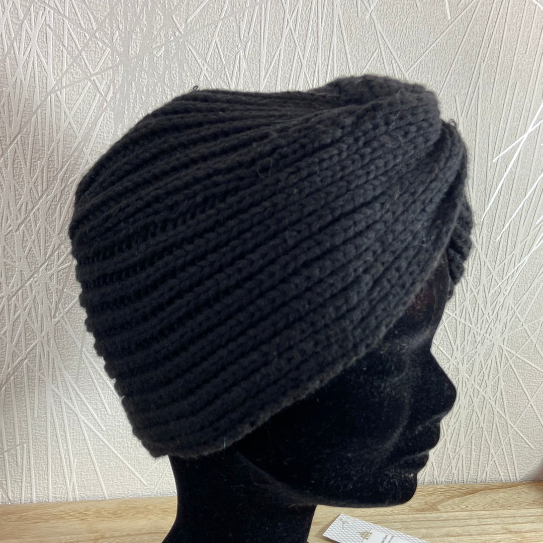 Bonnet chaud pour femme en tricot de laine noire Zilch