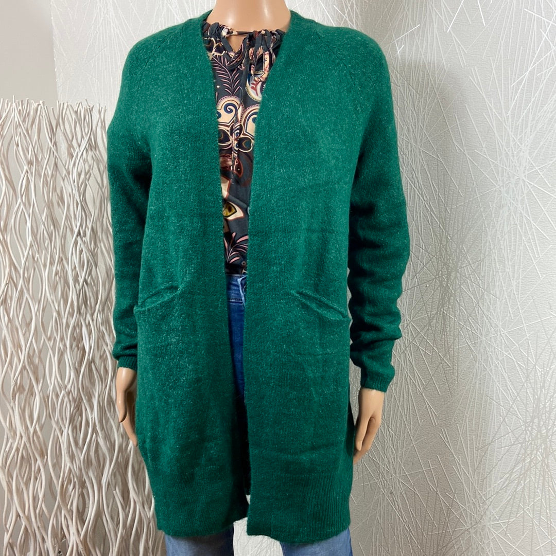 Gilet long vert femme laine alpaga modèle Ihkamara Ichi