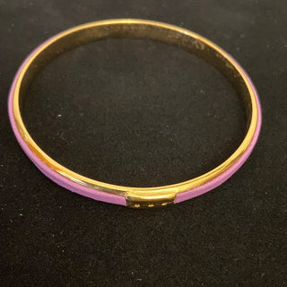 Bracelet jonc plaqué or et cuir violet Shabada