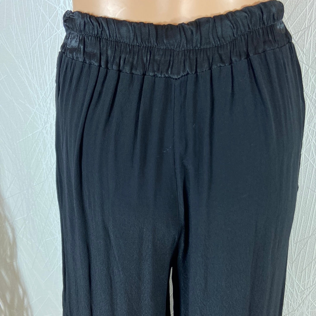 Pantalon fluide uni femme taille élastique jambes larges Made In Italy