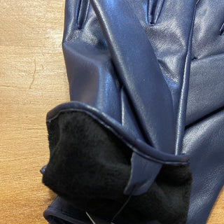 Gants doublés en cuir synthétique bleu Jia Mei