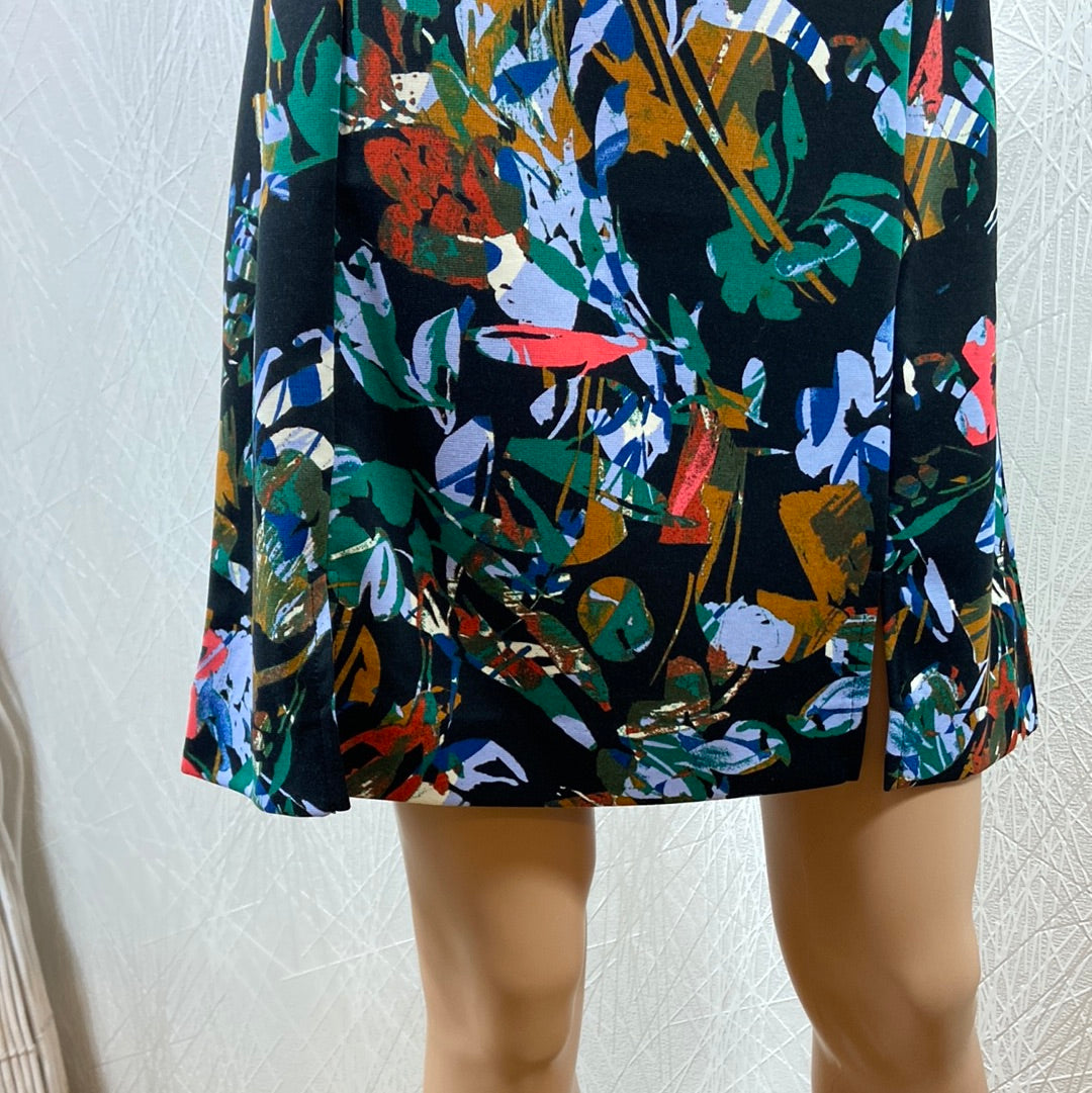 Jupe noire à motifs multicolores Taille mi-haute Ihkate Print Ichi