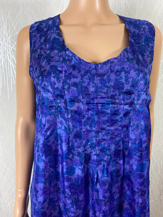 Robe bleue en soie sans manches réversible Namaste