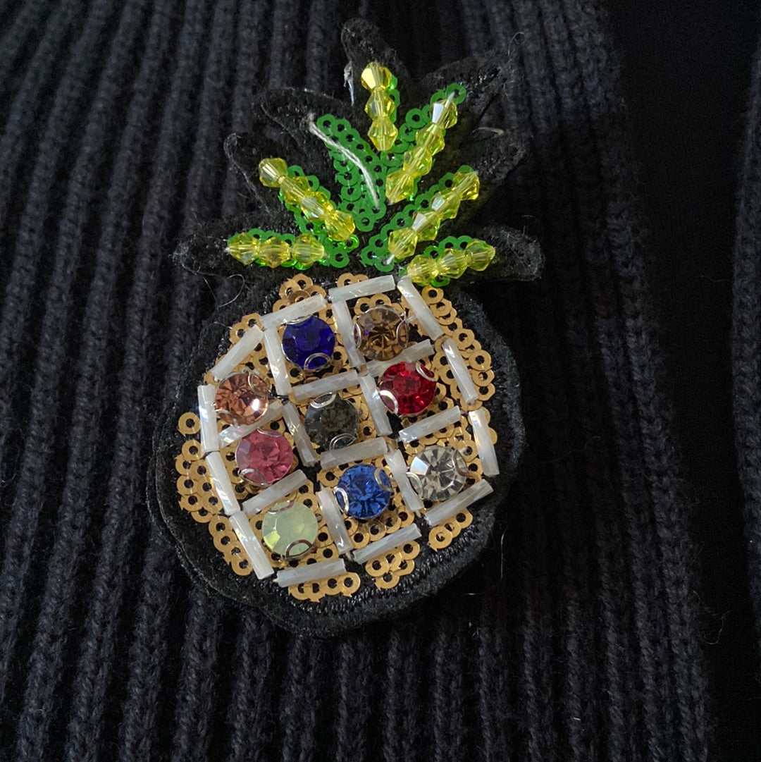 Broche bijoux femme ananas sequins perles multicolores