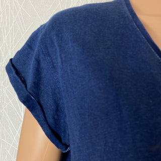 T-shirt femme en lin col V 100% lin Substance Biarritz