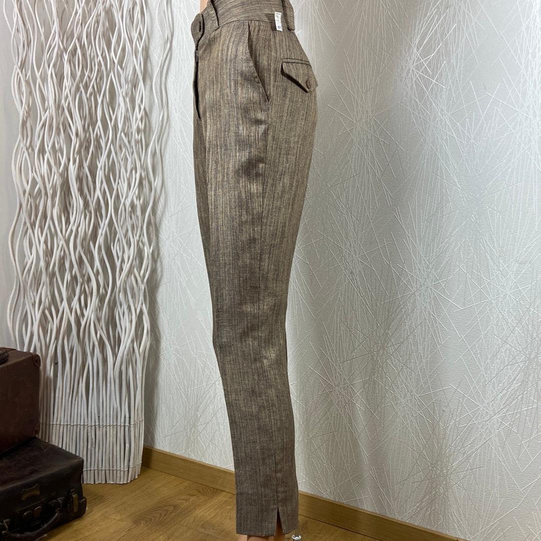 Pantalon habillé de créateur taille haute coupe droite Tabala Paris - Offre-Unique