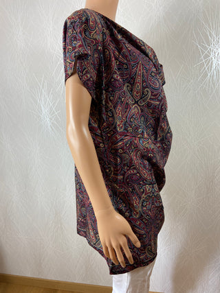 Blouse tunique fluide légère bordeaux à motifs cachemire Aller Simplement