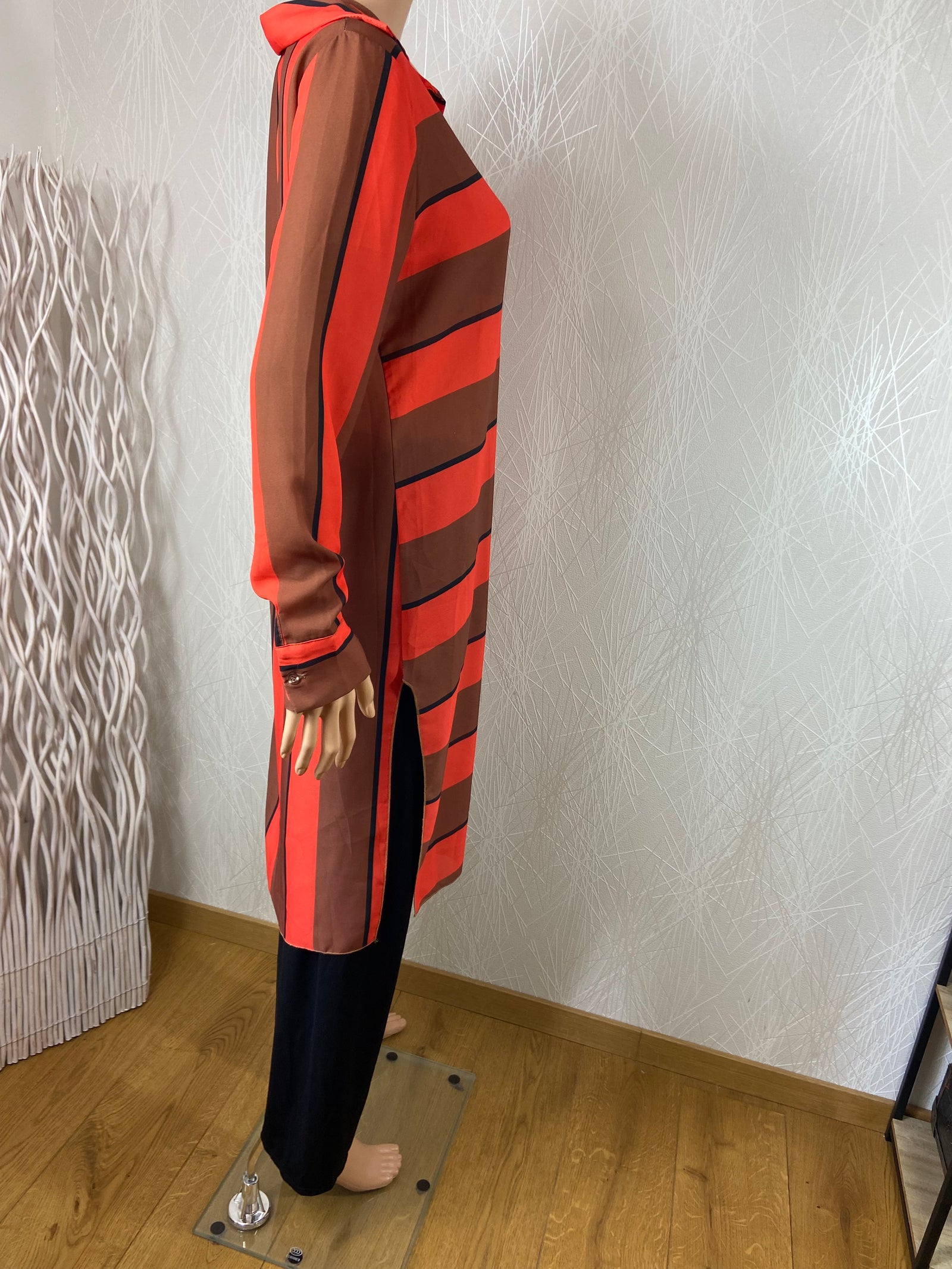Blouse ample longue fendue orange Miss Miss