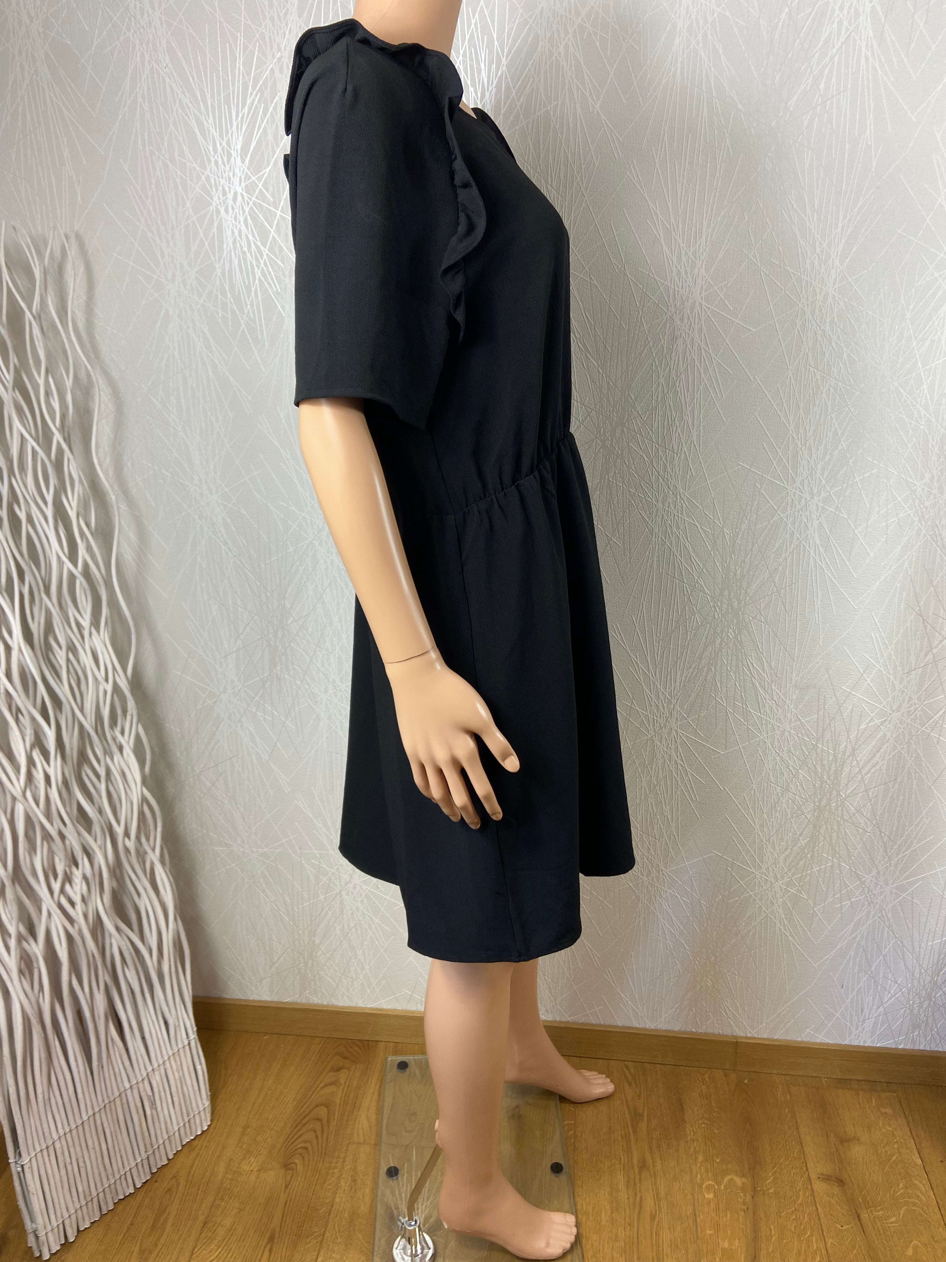 Robe noire à bretelles volants col rond dos nu Andy & Lucy