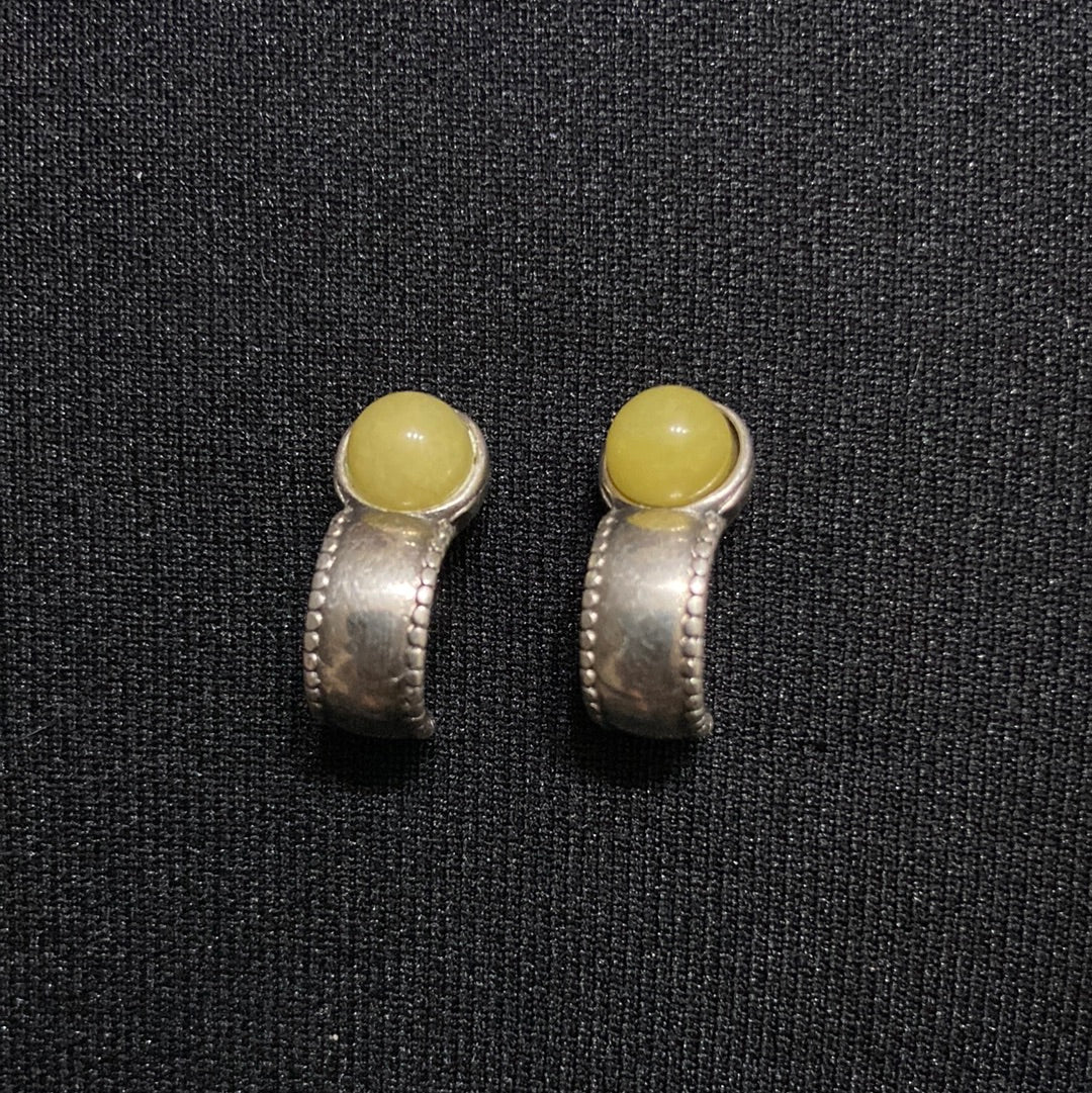 Boucles d’oreilles plaquées argent pierre jaune Shabada