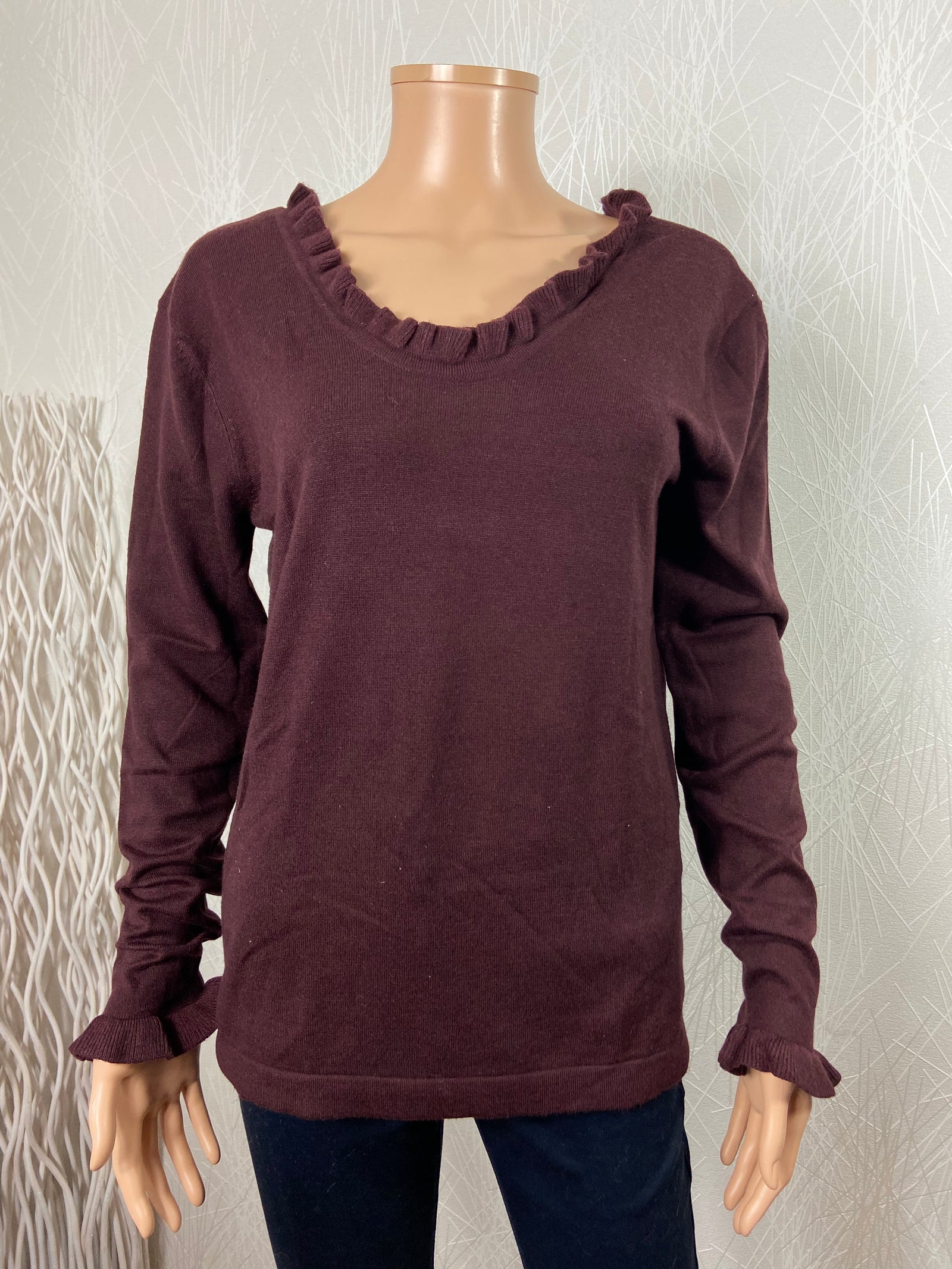 Pull bordeaux volants femme Holly & Joey