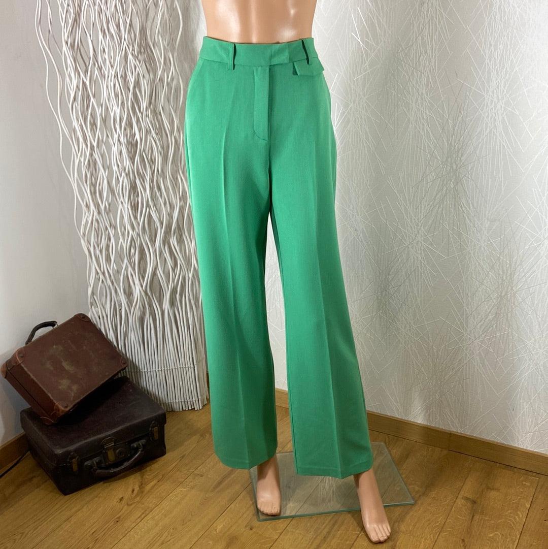 Pantalon femme vert taille haute coupe droite Byestale Pants B.Young - Offre-Unique