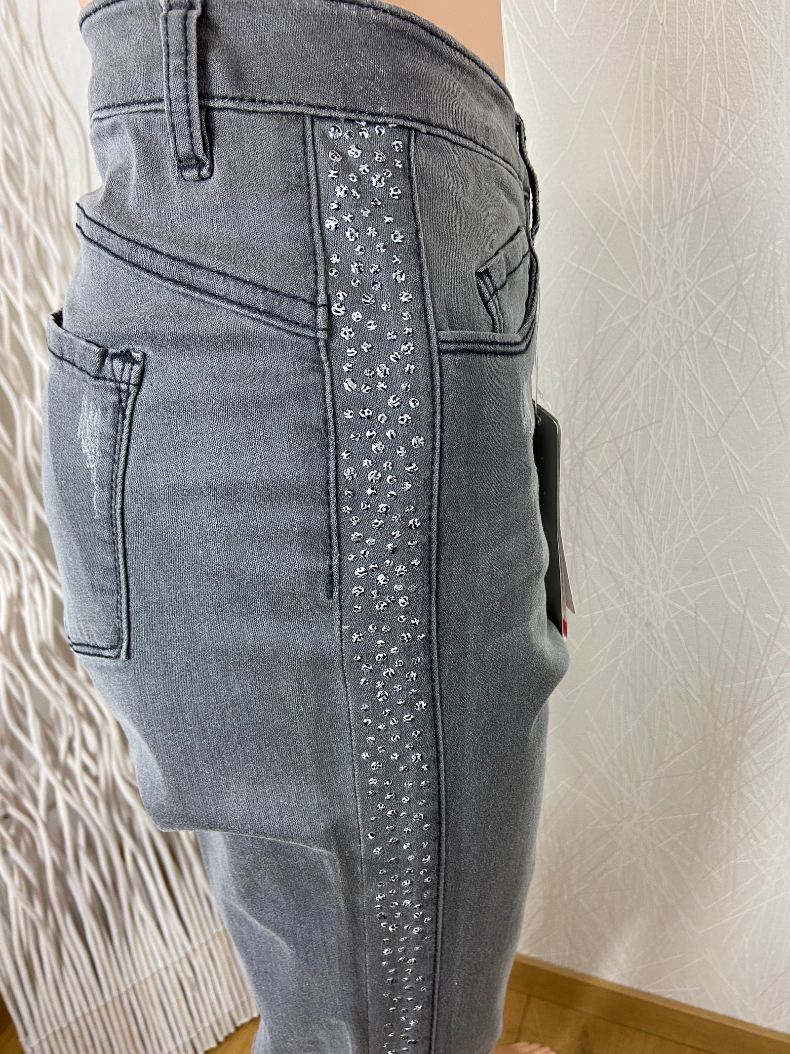 Jean gris délavé slim fit Gina Laura