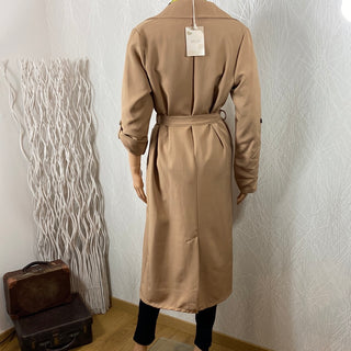 Manteau femme beige trench long classique manches retroussables New Collection