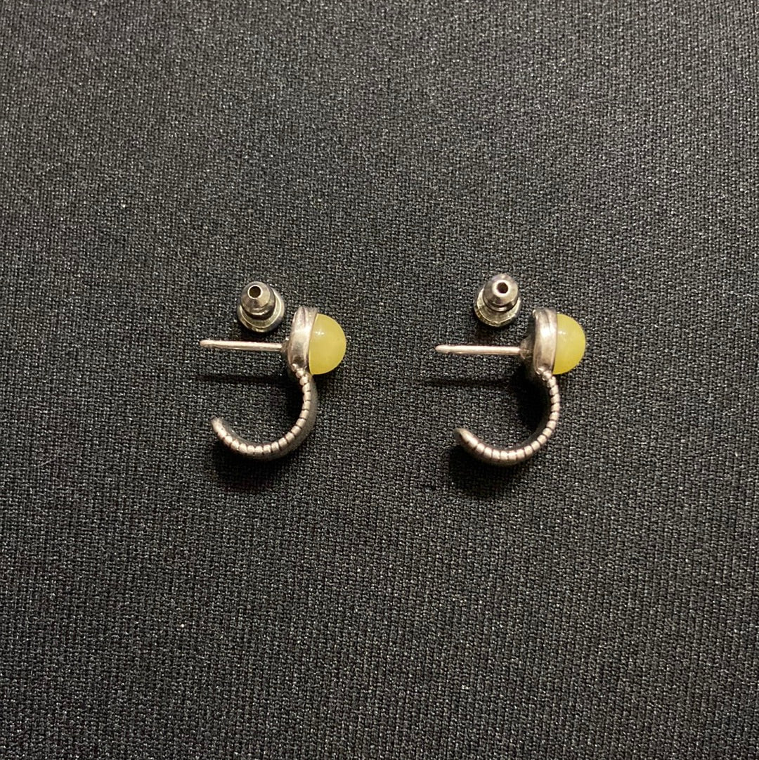 Boucles d’oreilles plaquées argent pierre jaune Shabada