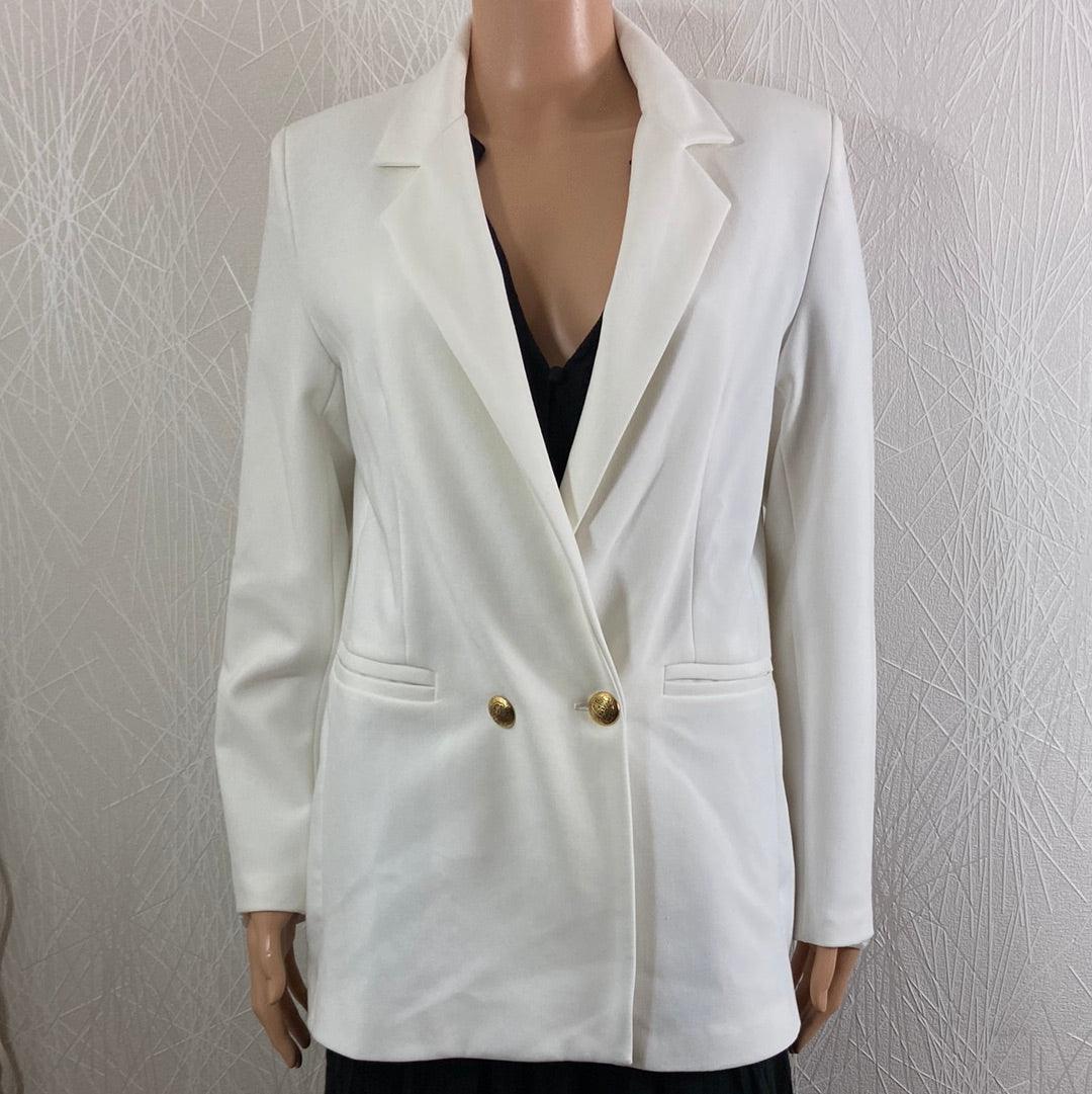 Veste tailleur blanche doublée boutonnage croisé Le Singe de Julie - Offre-Unique