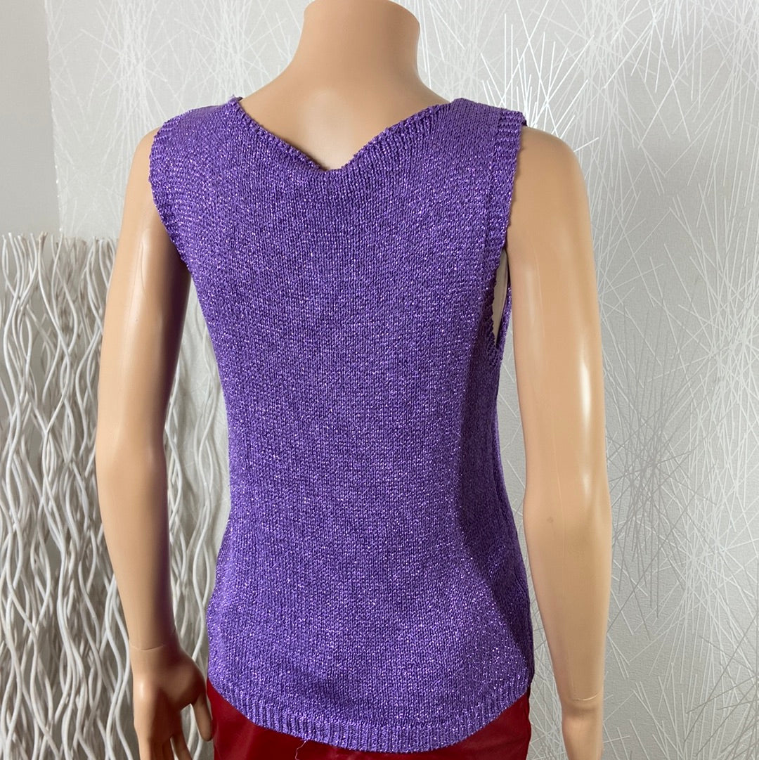 Pull violet sans manches poche Made In Italy