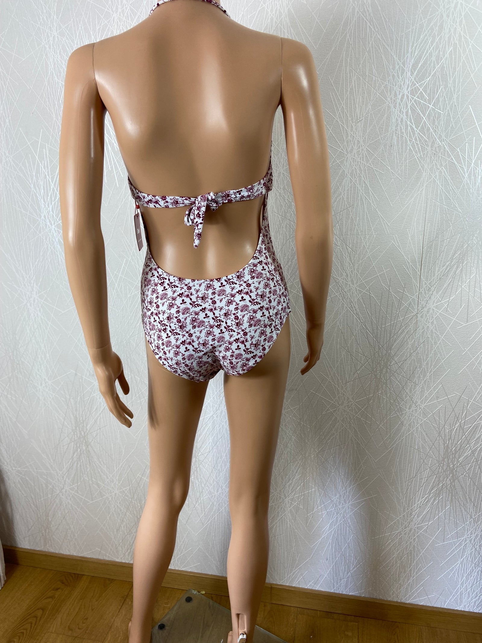 Original maillot de bain 1 pièce monokini effet lanière bretelles réglables Fei