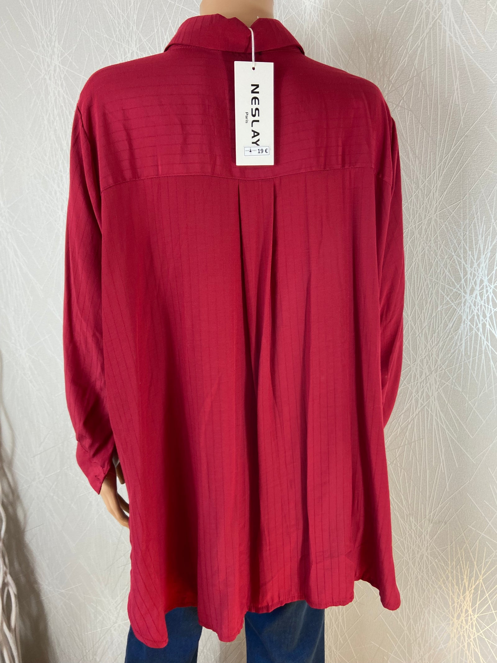 Blouse rouge bordeaux ample manches longues Neslay