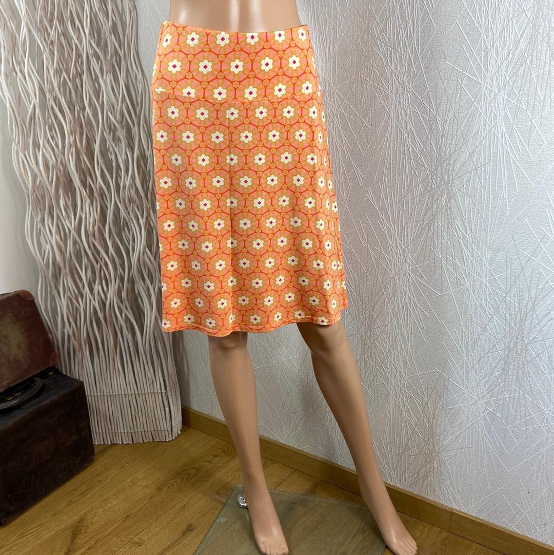 Jupe orange à motifs vintage taille haute élastique Surkana - Offre-Unique