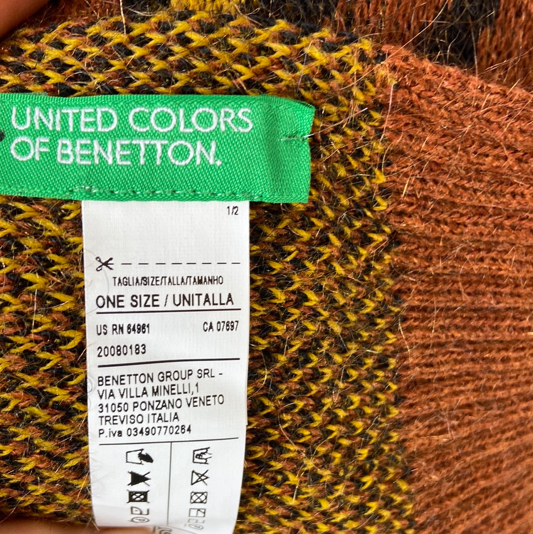 Écharpe marron chaude douce laine mohair United Colors of Benetton