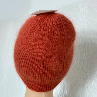 Bonnet rouge brique doux chaud avec laine angora