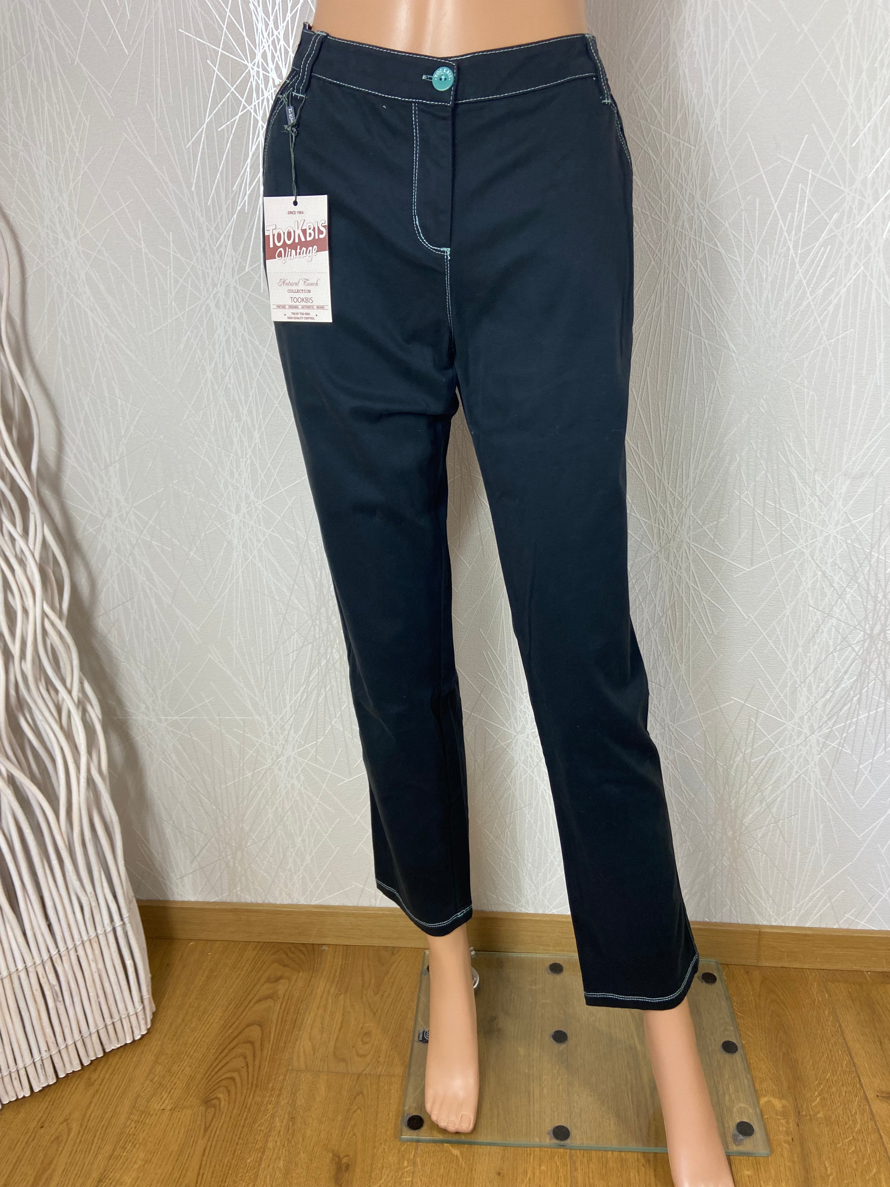 Pantalon noir en toile coupe droite Too Kbis Vintage