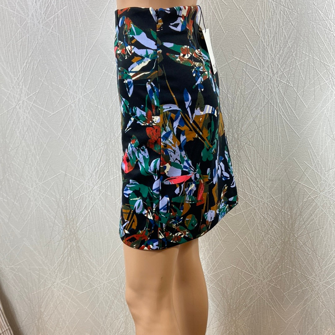 Jupe noire à motifs multicolores Taille mi-haute Ihkate Print Ichi