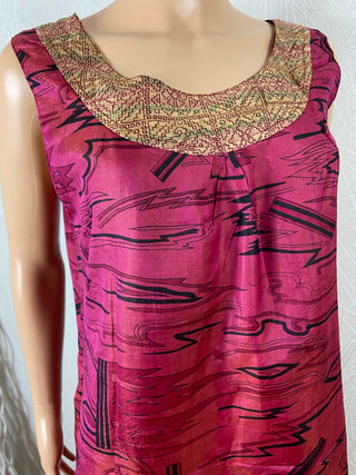 Robe en soie réversible rose ou brun plis Namaste