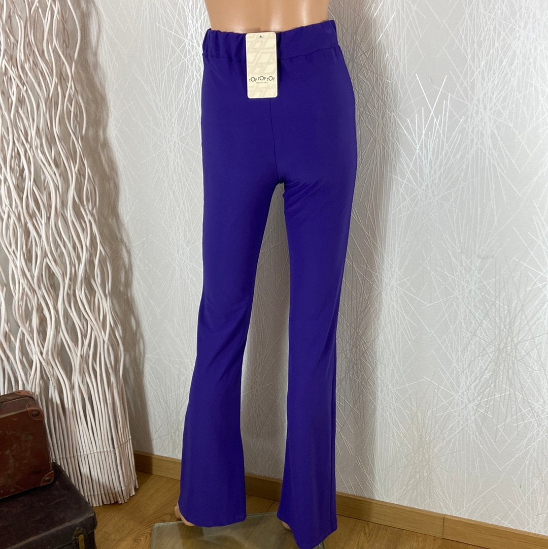 Pantalon fluide femme taille haute élastique coupe flare