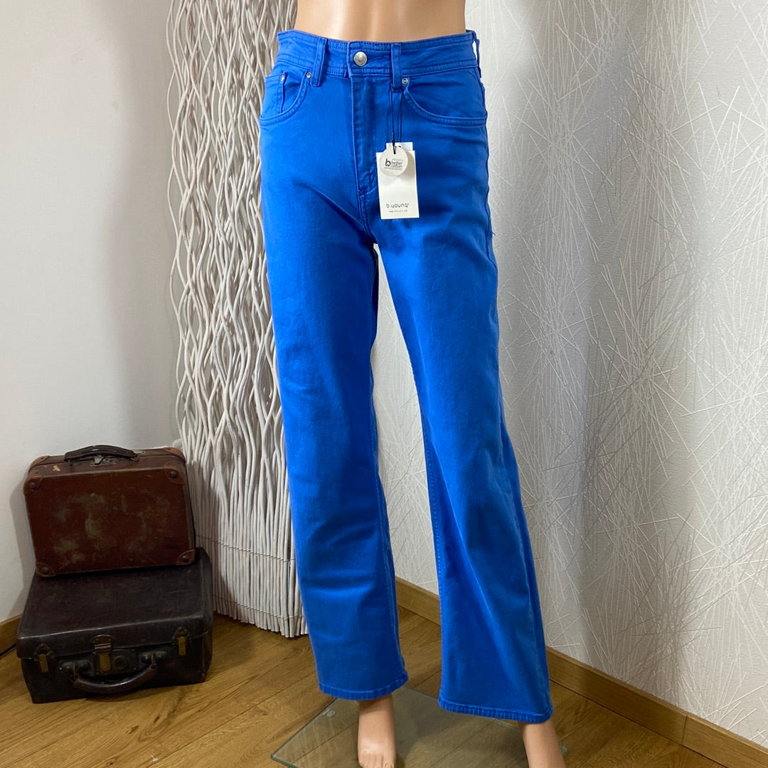 Pantalon coton couleur taille haute coupe regular ample Bykato Bylydia Wide Jeans B.Young