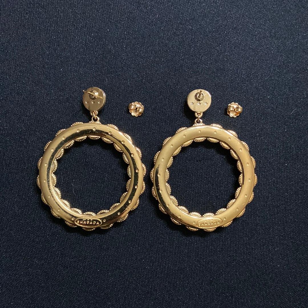 Boucles d’oreilles pendantes plaquées or pierres semi-précieuses jaune orange Shabada - Offre-Unique
