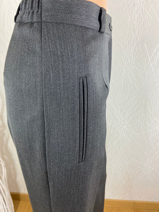 Pantalon femme laine habillé gris anthracite taille haute Elssa