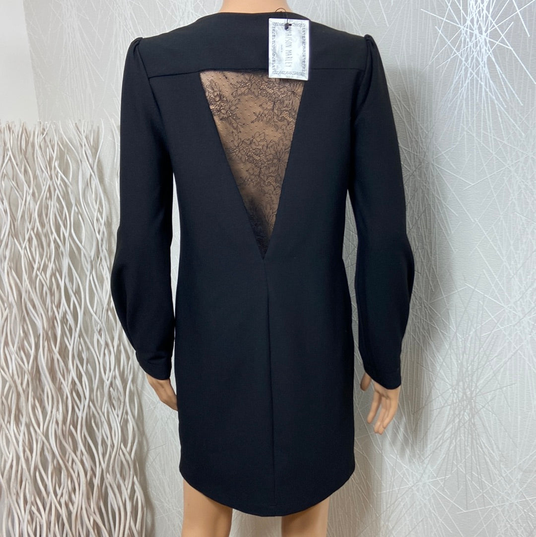 Robe courte chic noire avec dentelle Maison Marley