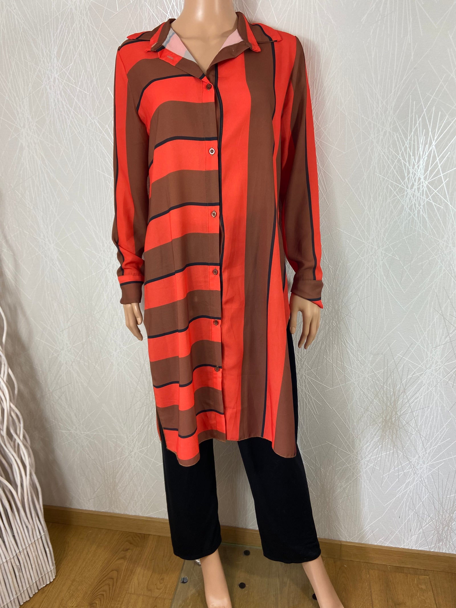 Blouse ample longue fendue orange Miss Miss